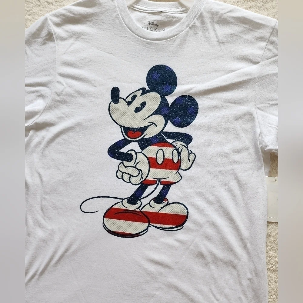 New classic Disney Mickey Mouse patriotic American short sleeve top 100% cotton
